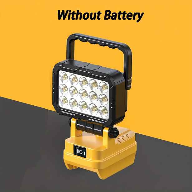 TEMU LED pracovní světlo kompatibilní s baterií Dewalt 20V Max, s designem háku o 180 stupňů, 2 USB nabíjecími , venkovní krytí IP54 proti stříkající