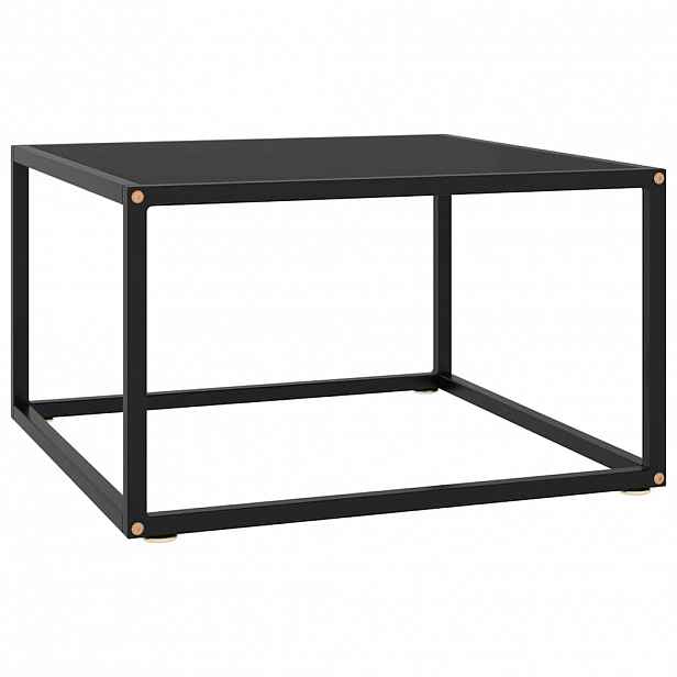 vidaXL Konferenční stolek černý s černým sklem 60 x 60 x 35 cm