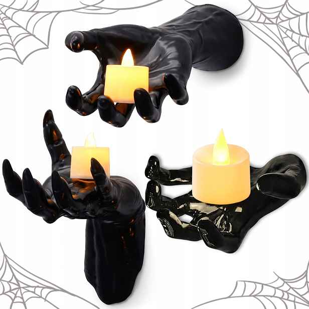 Halloween Nástěnný Držák 3 Gotické Ruce Na Lampičky A Klíče Na Oslavu