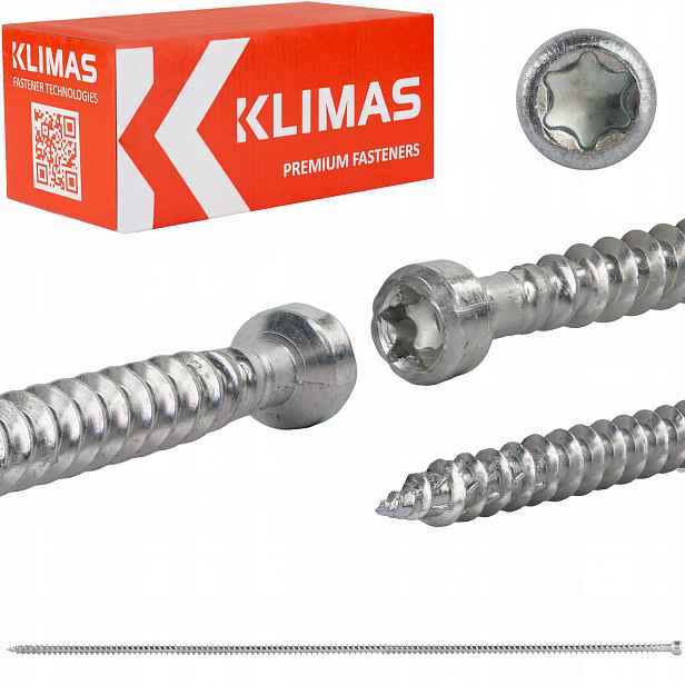 Tesařské vruty 10x600 mm 25 ks torx, plný válcový závit Klimas Wkfc