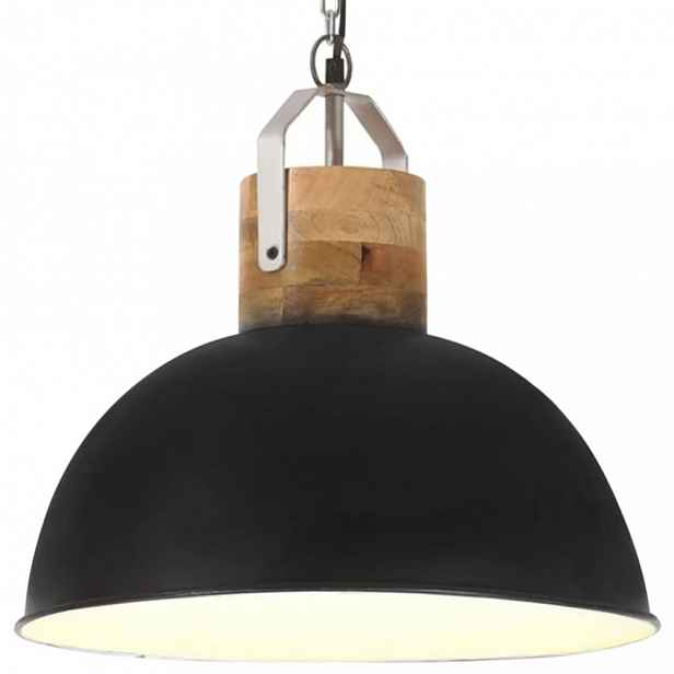 Závěsná lampa 42 cm kov / mangovníkové dřevo Dekorhome Černá