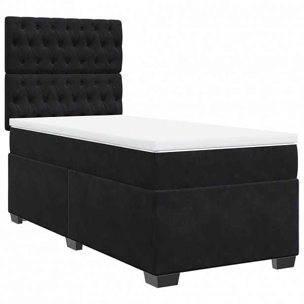 vidaXL Box spring postel s matrací černá 90x190 cm samet