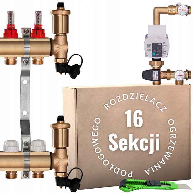 Mosazný rozdělovač C.o 16 pro podlahové vytápění s Pompou Wilo Dárek