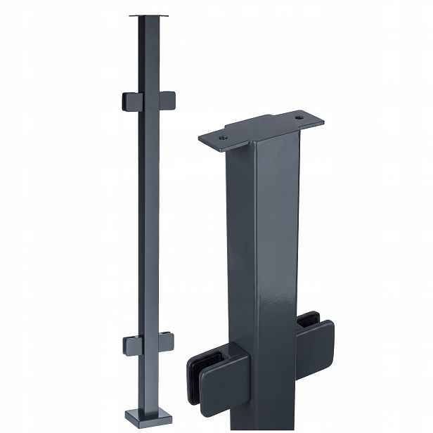Průchozí sloupek 110 cm, Sklo 4 Úchytky 40x40 Antracit Nerezový