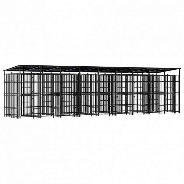 vidaXL Venkovní psí kotec se střechou ocel 16,59 m²
