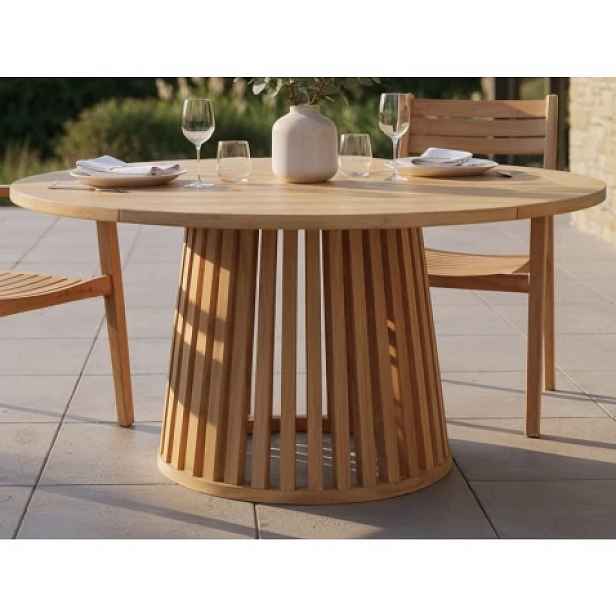 Kulatý zahradní jídelní stůl Manado, 120 cm, teak
