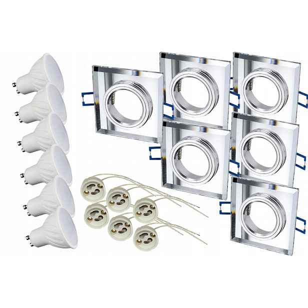 6x Skleněná halogenová lampa Kw pevná Led GU10 8W