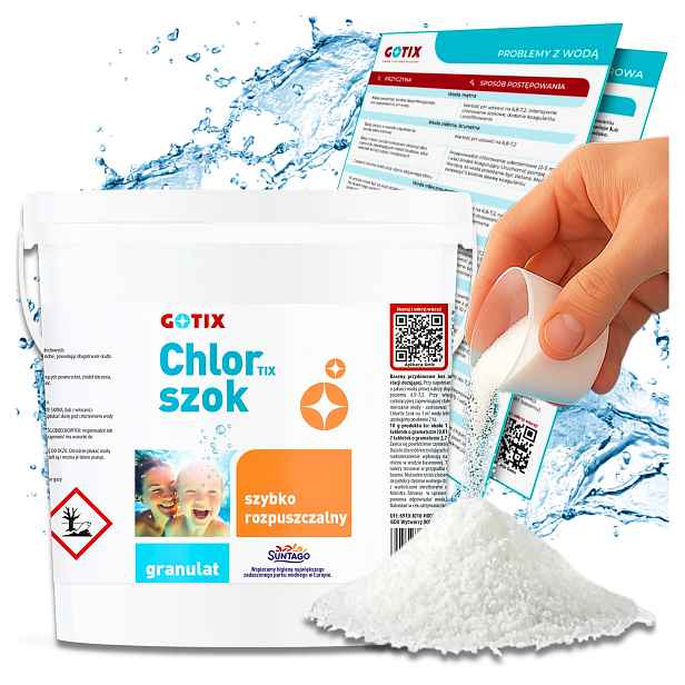 Chlor Šok do bazénu Vířivka Spa Chlor Šok Granulát Chemie do bazénu 3 kg