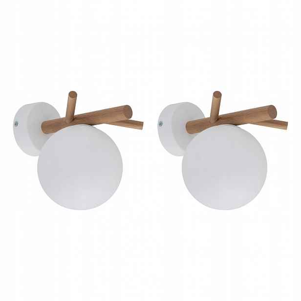 Tk Lighting Sada 2x nástěnných svítidel Lampa Hnědá G9 Kov Dřevo