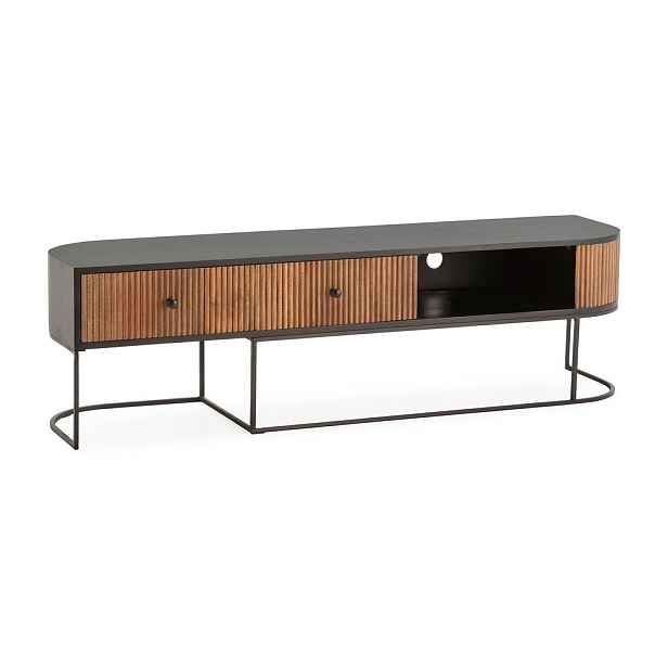 TV stolek z mangového dřeva v přírodní barvě 160x45x40 cm Curve – MOME
