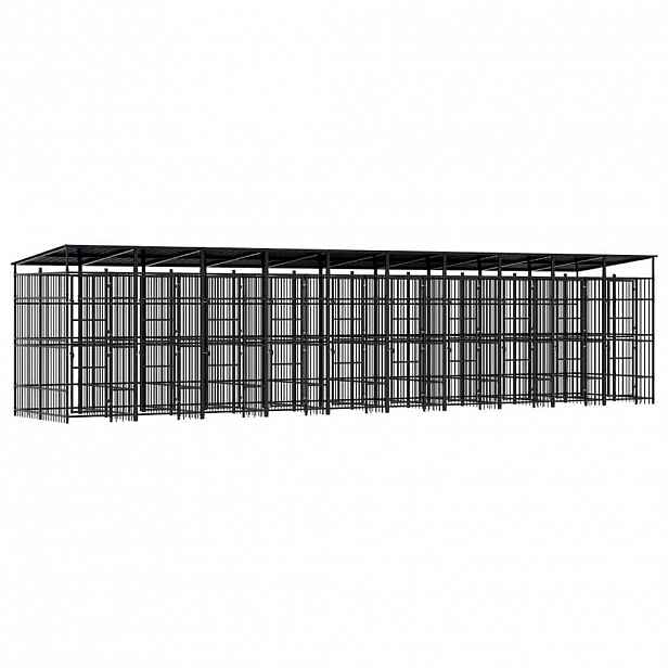 vidaXL Venkovní psí kotec se střechou ocel 18,43 m²