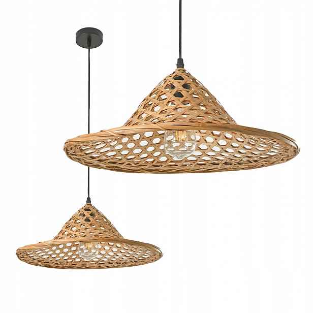 Závěsná lampa Boho Přírodní Bambusová 40 cm Velká Pletená Stropní na E27