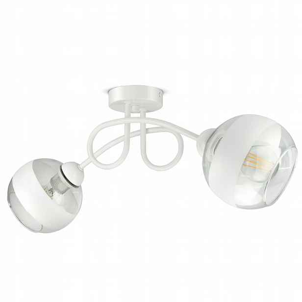 Závěsná stropní lampa Lustr Bílá Skleněné Koule Bílý Belt PE2 Led E27