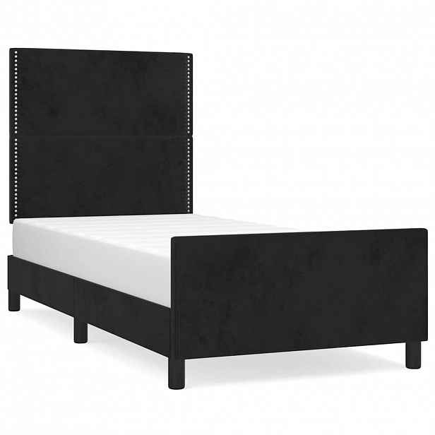 vidaXL Rám postele s čelem černý 90x190 cm samet