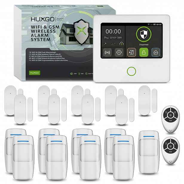 Bezdrátový alarm WiFi Gsm 4G s aplikací Tuya, Huxgo HXA502 4G W