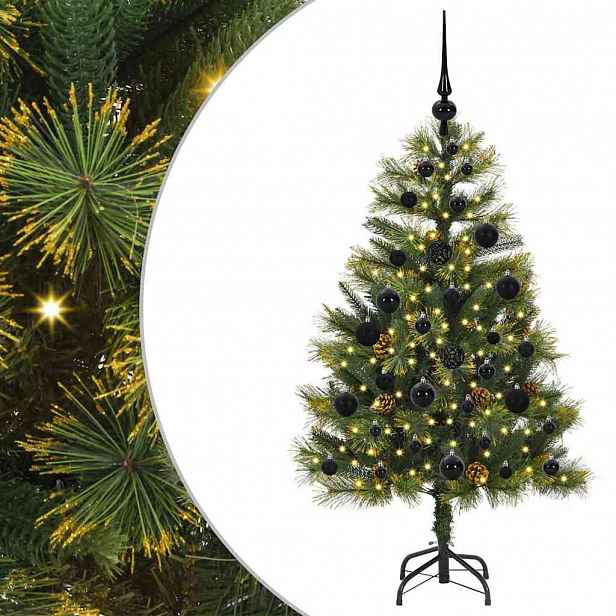 vidaXL Umělý sklopný vánoční stromeček s kužely Zelená 120 cm
