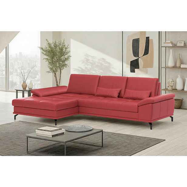 Sit & More ROHOVÁ SEDAČKA, textil, kůže, červená