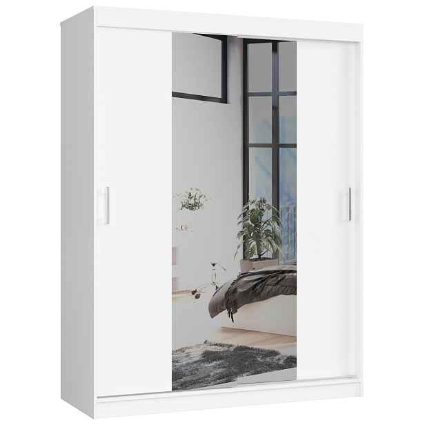 Ak furniture Šatní skříň se zrcadlem Reton 150 cm bílá