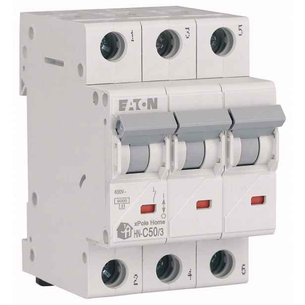 Nadproudový spínač Eaton HN-C50/3 50A 3P 6kA C 230V IP20 typ Ac 194896