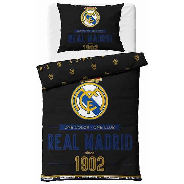 Povlečení 140x200 bavlněné klubové Real Madrid Černá Mbappe