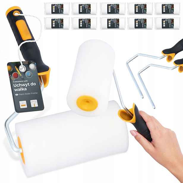 10 x Malířský Váleček Pěnový 15 cm Náhradní nátěr pro houbový nábytek 2x Rukojeť H0