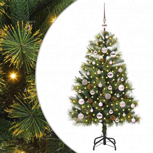 vidaXL Umělý sklopný vánoční stromeček s kužely Zelená 120 cm