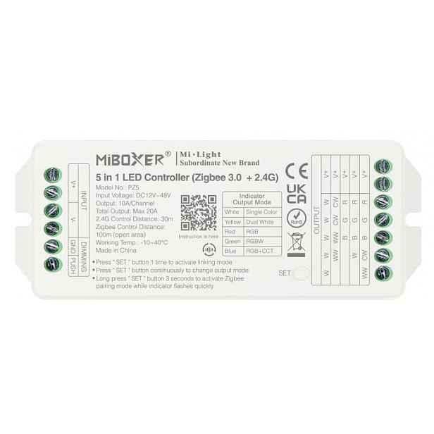 MiBoxer PZ5 Kontroler Led pásků 5v1 Zigbee 3.0 Rgbw Rgb+cct Mi-Light