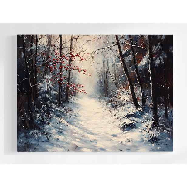 Plakát Les Stromy Cesta Stezka Sníh Zima Jeřabina 100x75