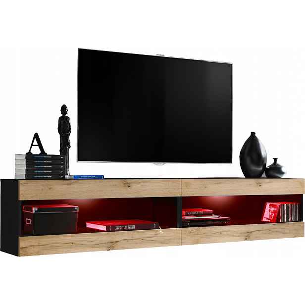 Sada Rtv nábytku Tivoli SET4 Černá/Dub Wotan, Rgb Led