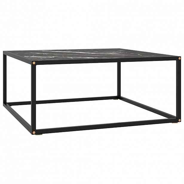 vidaXL Konferenční stolek černý s černým mramorovým sklem 80x80x35 cm