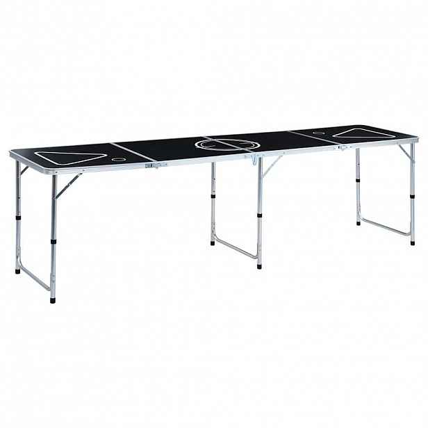 vidaXL Skládací stůl na beer pong 240 cm černý