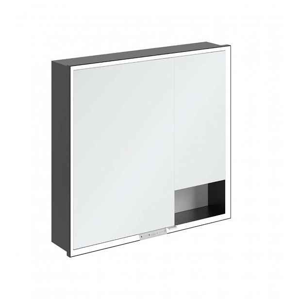 Villeroy & Boch My View+ - Zrcadlová skříňka s LED osvětlením 80x75x17 cm, 2 dvířka, Pure White/matná černá B48280VF