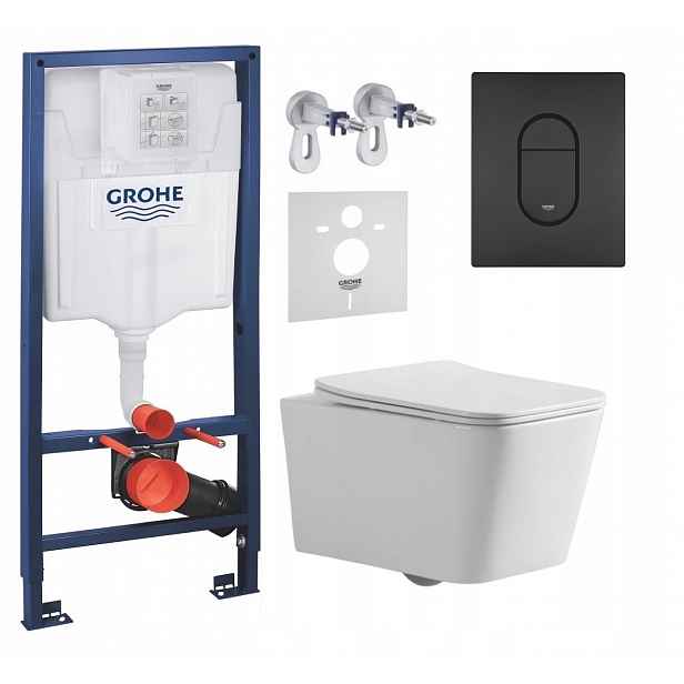Podomítkový Wc set Grohe s mísou Imprese a tlačítkem černý mat