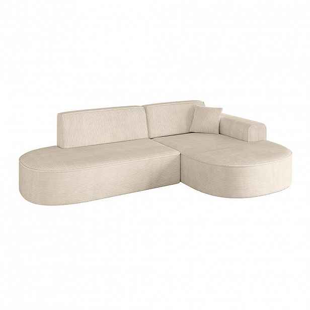 ALTDECOR ROHOVÁ SEDACÍ SOUPRAVA s otomanem vpravo MARI-L1 – 243 × 171 × 79 cm, béžový manšestr