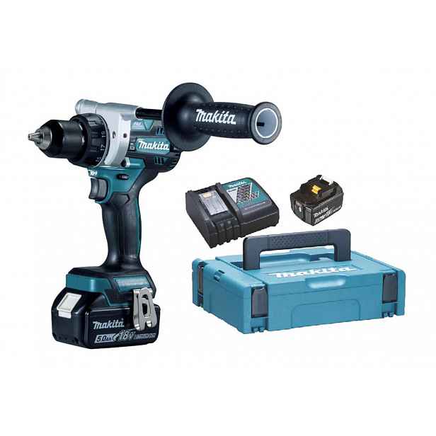 Makita - 18V AKU vrtací šroubovák, 2x aku 5,0 Ah Li-Ion, nabíječka DDF492RTJ