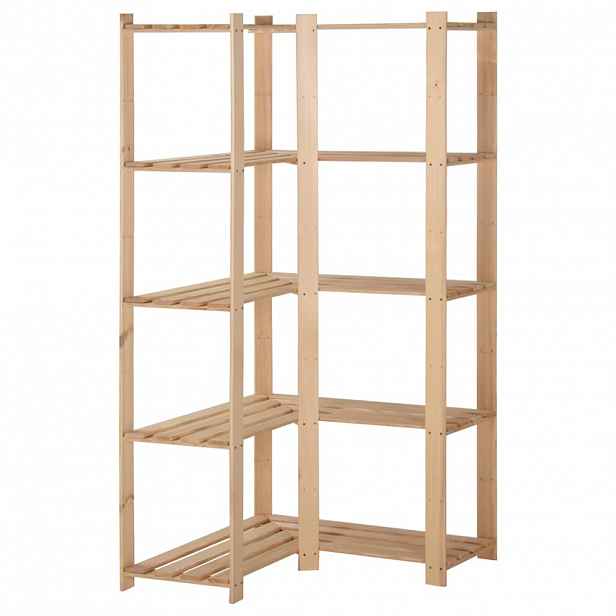 vidaXL 5patrový úložný regál rohový 82,5x82,5x170 cm masivní borovice