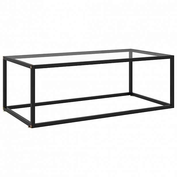 vidaXL Konferenční stolek černý s tvrzeným sklem 100 x 50 x 35 cm