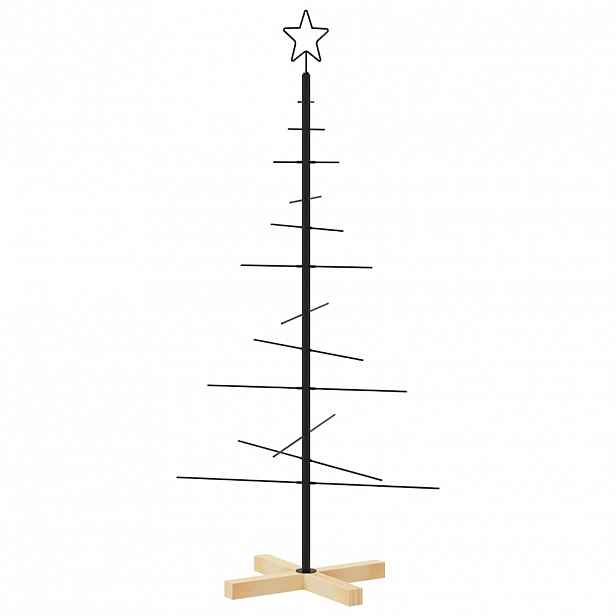 vidaXL Kovový vánoční stromeček s dřevěnou základnou černý 120 cm
