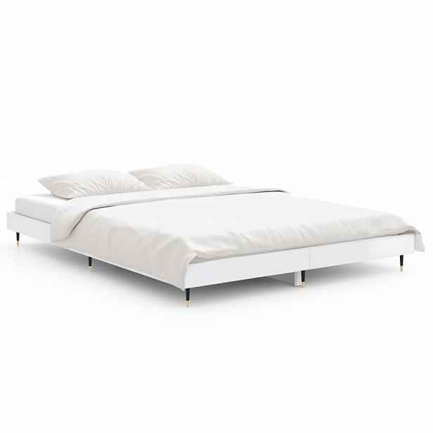 vidaXL Rám postele bílý s vysokým leskem 140 x 190 cm kompozitní dřevo
