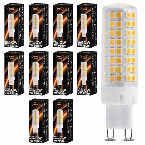 Led žárovka G9 7W 950lm Studená barva 6000K Chladná bílá pro lampy 10x