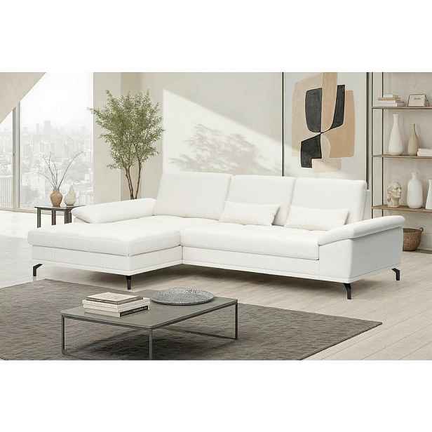 Sit & More ROHOVÁ SEDAČKA, textil, kůže, bílá