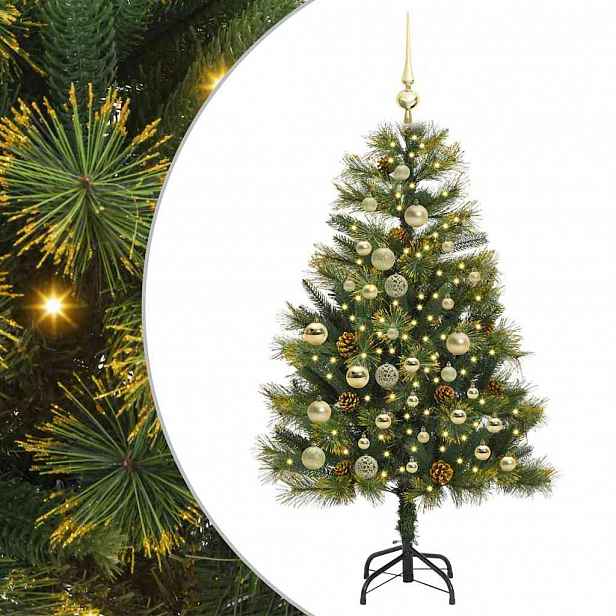 vidaXL Umělý sklopný vánoční stromeček s kužely Zelená 120 cm