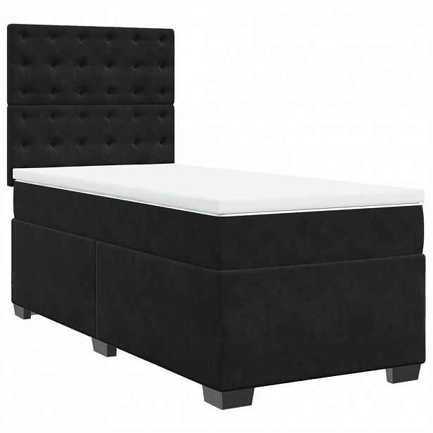 vidaXL Box spring postel s matrací černá 90x190 cm samet