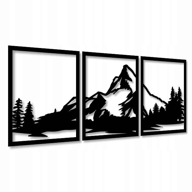 Ažurový Obraz Hory Nástěnná Dekorace Triptych Obrazy Do Obývacího Pokoje Kuchyně 120 cm