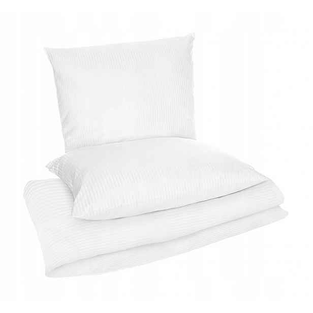 Hotelová přikrývka damašek Premium 160x200, bílé pruhy, 5 mm na nošení