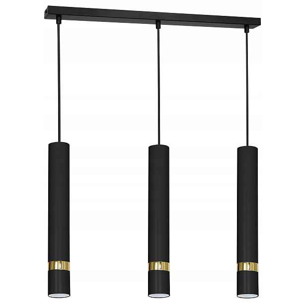 Stropní závěsná lampa Reno černá zlatá 3xGU10 nastavitelná, moderní