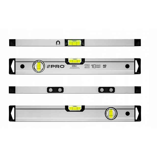 Vodováha PRO600 eloxovaná stříbrná s magnety 40 cm (0,4 m) Pro