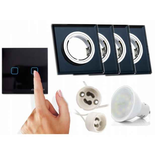 4X Skleněná Halogenová Lampa Na Strop, Vypínač Led Žárovky, 3W, Studená Barva