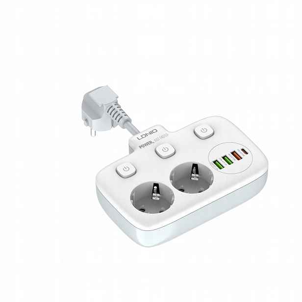 Zásuvka Rozbočka Čtyřnásobný Vypínač 2 Usb QC3.0 Pd 20W