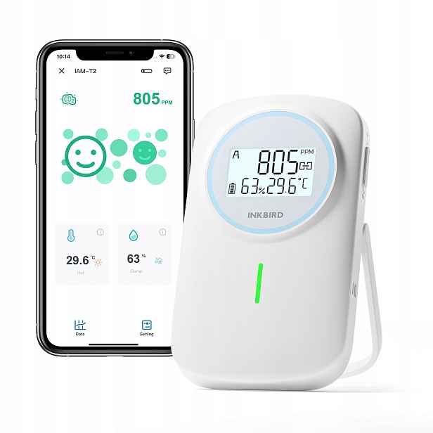 Inkbird IAM-T2 Bluetooth CO2 detektor Ndir monitor teploty a vlhkosti